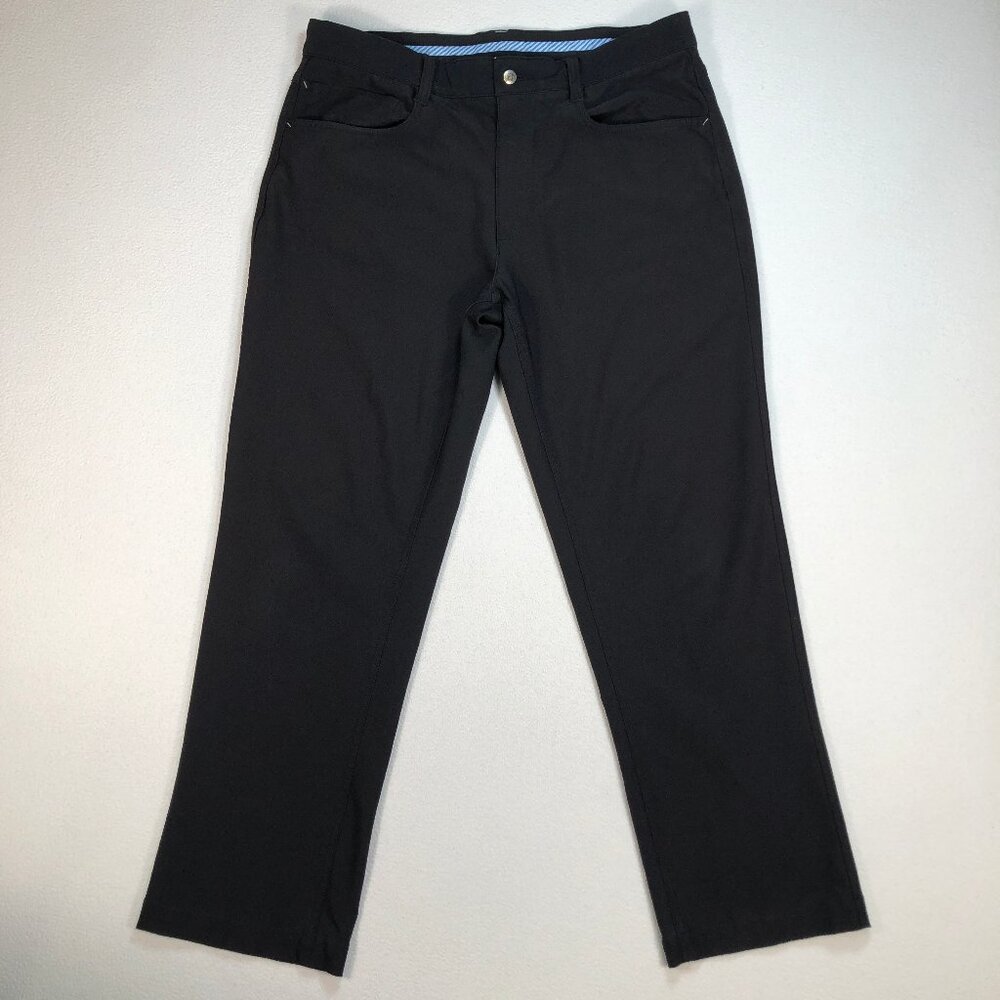 FootJoy Pants Men's‎ 34x27 Black Athletic Fit Golf Performance Chinos Logo